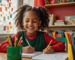Leonardo_Kino_XL_A_smiling_child_writing_simple_words_with_the_2 Leonardo_Kino_XL_A_smiling_child_writing_simple_words_with_the_2